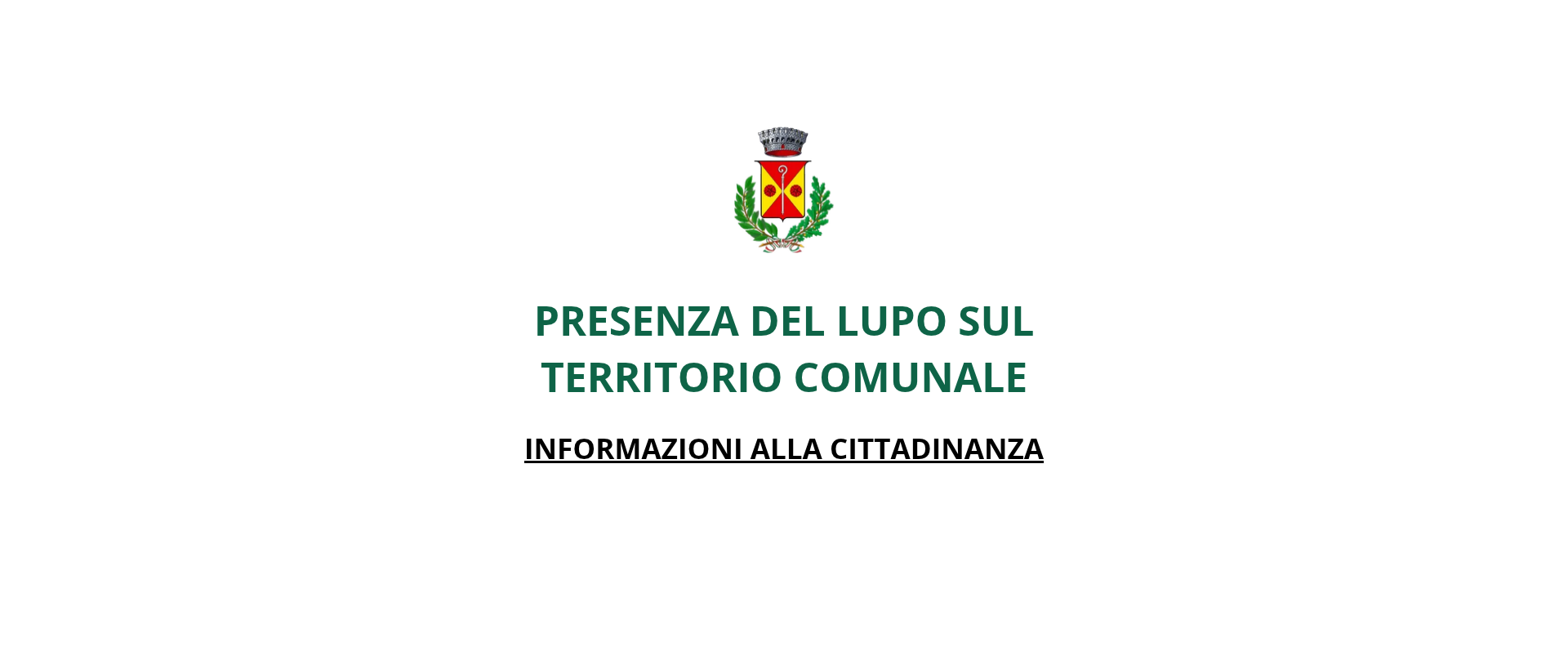 Presenza del lupo sul territorio – Informazioni alla cittadinanza