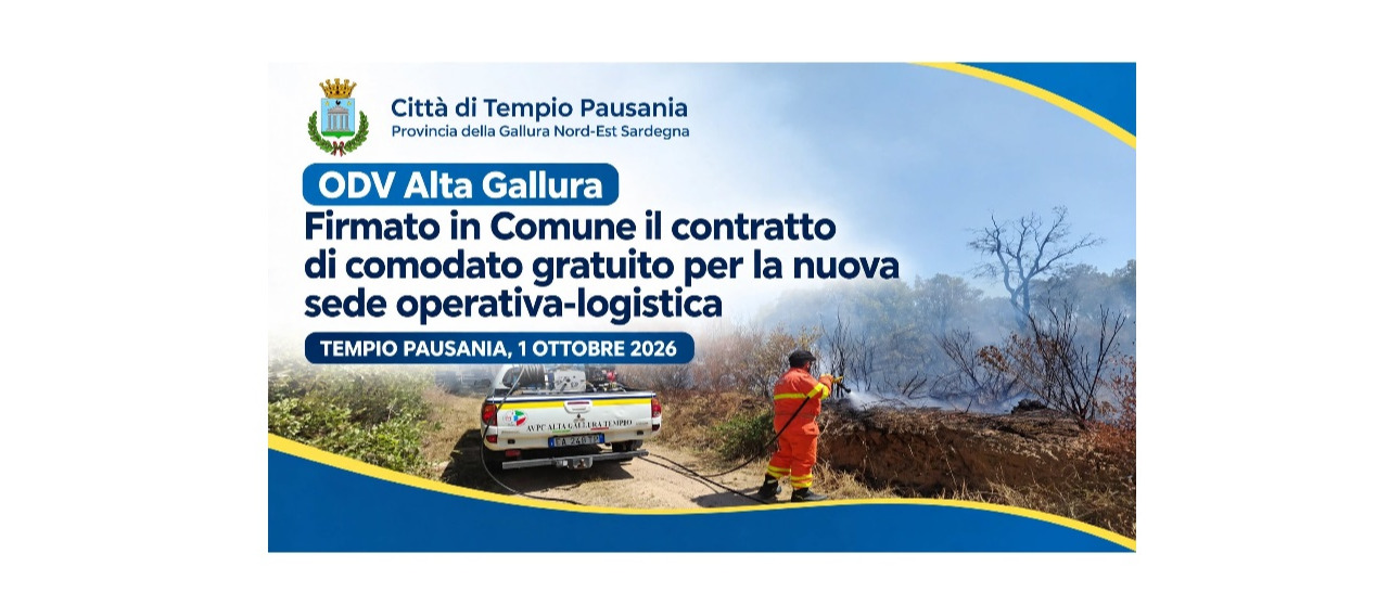 ODV Alta Gallura, firmato in Comune il contratto di comodato gratuito per la nuova sede operativa-logistica