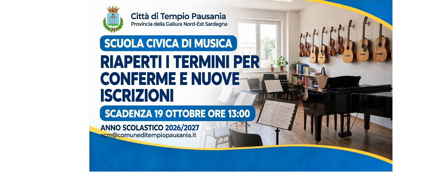 Scuola Civica di Musica: riaperti i termini per conferme e nuove iscrizioni all’anno scolastico 2026/2027