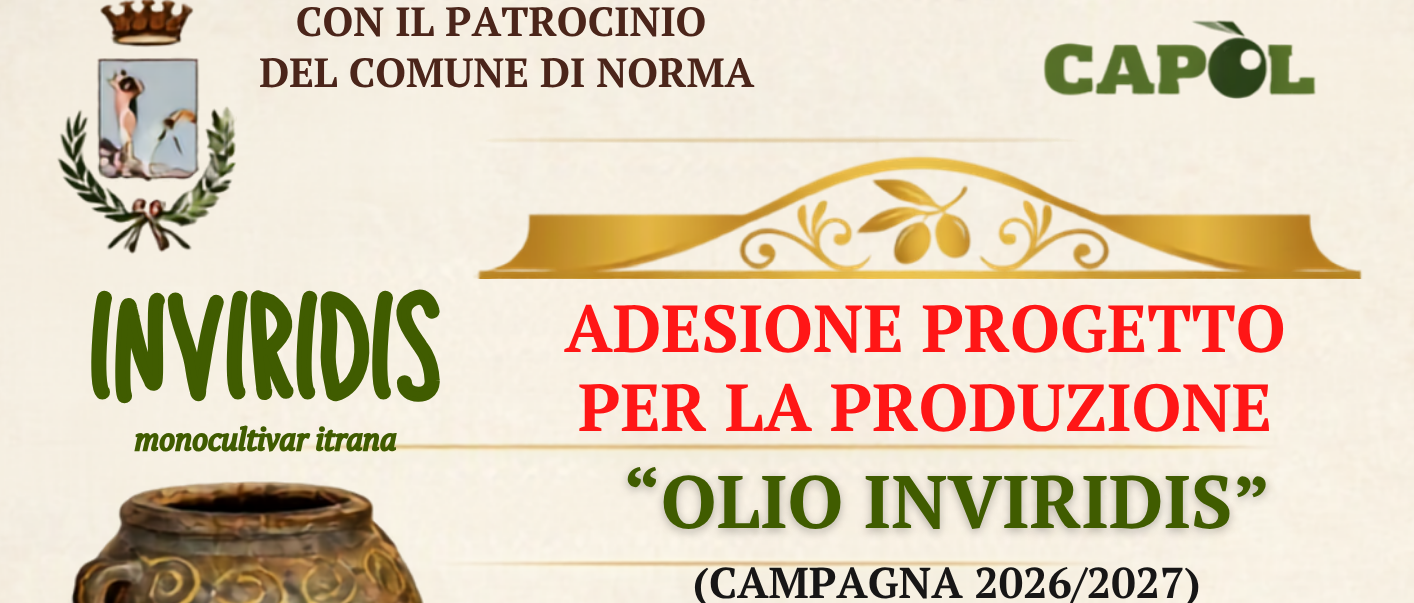 Adesione "PROGETTO OLIO INVIRIDIS" campagna 2026/2027