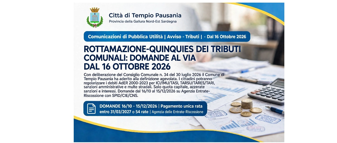 Rottamazione-quinquies dei tributi comunali: domande al via dal 16 ottobre 2026