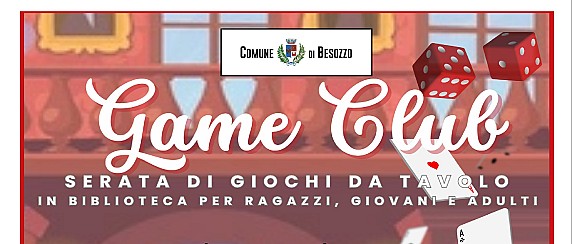 GAME CLUB in biblioteca venerdì 23 ottobre dalle 20.30
