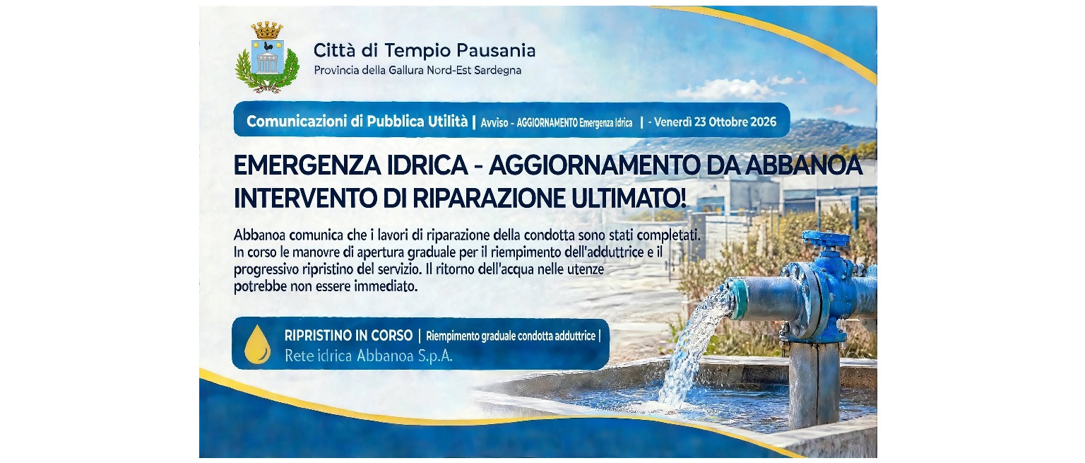Emergenza idrica, Abbanoa: conclusi i lavori di riparazione della condotta. Avviate le manovre per il ripristino del servizio