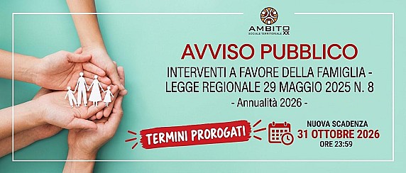 Interventi a favore della Famiglia – Legge Regionale 29 maggio 2025 n. 8 – annualità 2026”