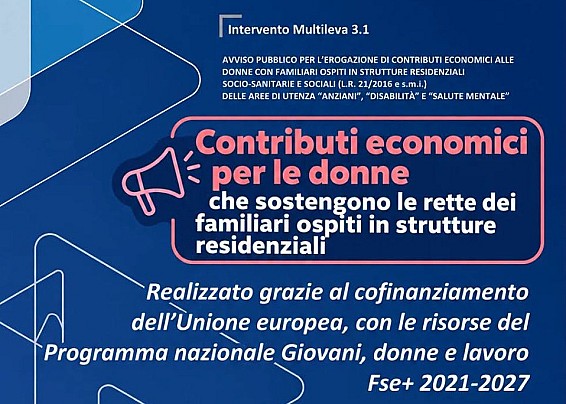 AVVISO PUBBLICO - CONTRIBUTI ECONOMICI ALLE DONNE CON FAMILIARI OSPITI IN STRUTTURE RESIDENZIALI SOCIO-SANITARIE E SOCIALI (D.G.R. 888/2026)