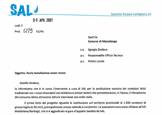 SAL - SOSTITUZIONE CONTATORI