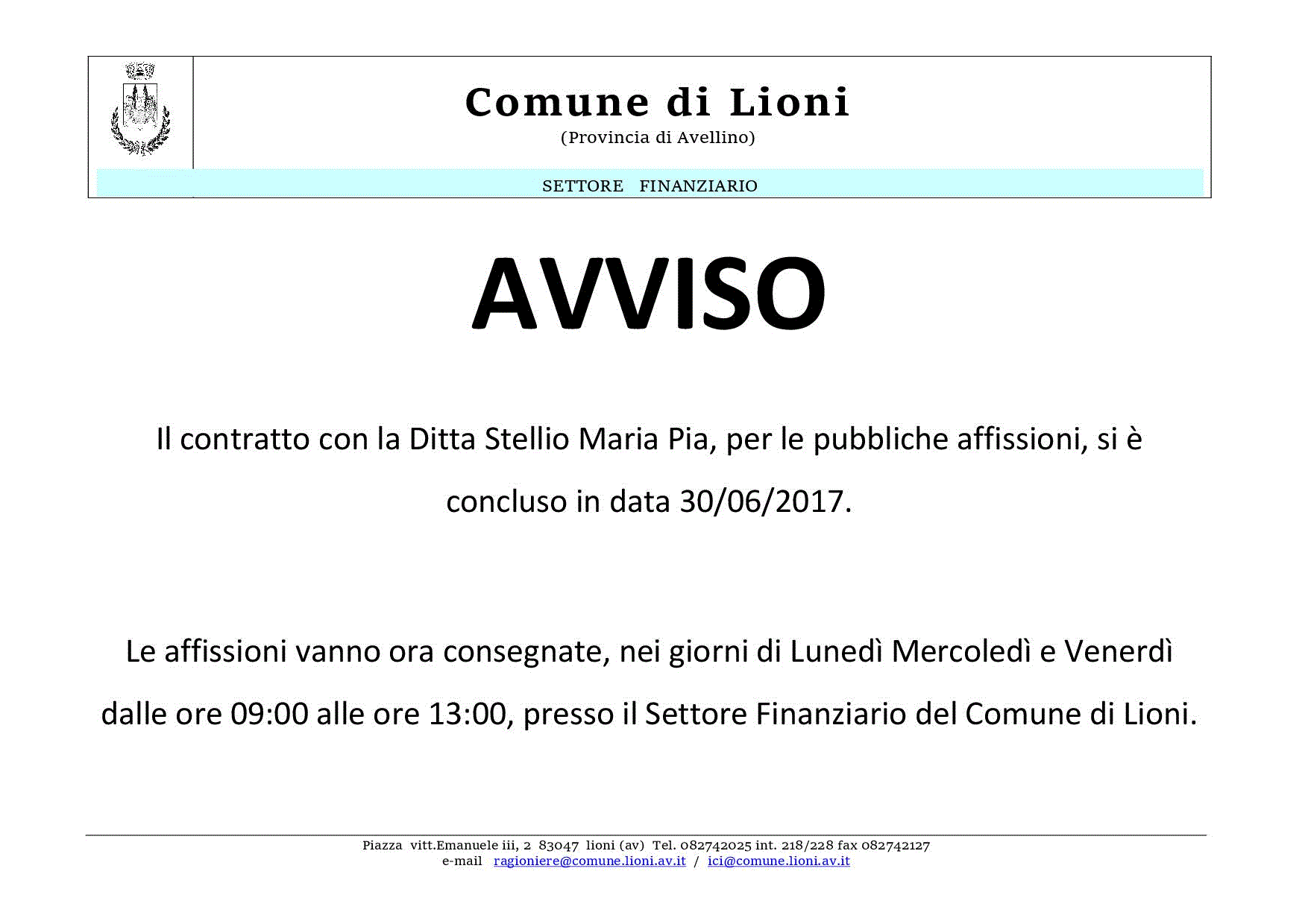 AVVISO - PUBBLICHE AFFISSIONI