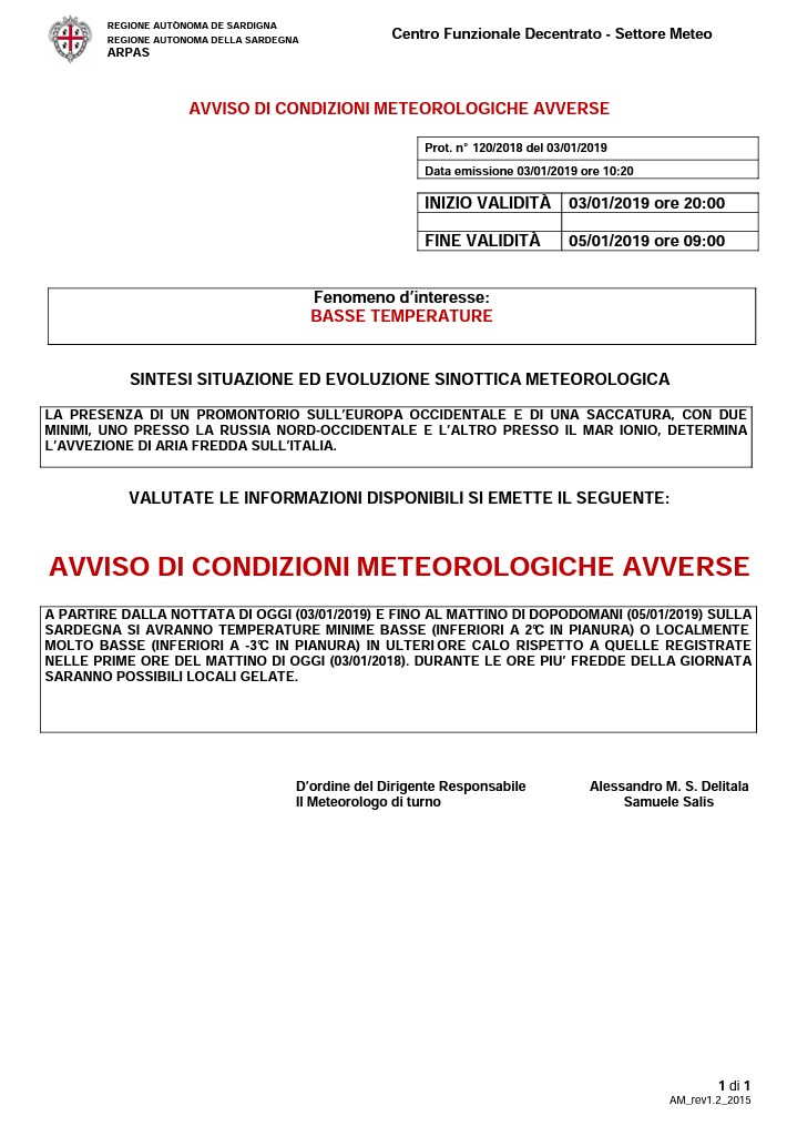AVVISO  DI  CONDIZIONI  METEOROLOGICHE  AVVERSE