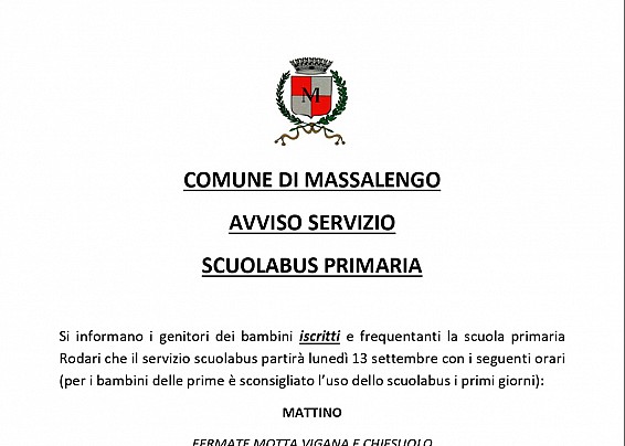 AVVISO SCUOLABUS PRIMARIA