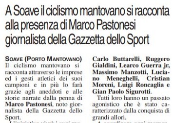 A Soave il ciclismo mantovano si racconta alla presenza di Marco Pastonesi, giornalista della Gazzetta dello Sport